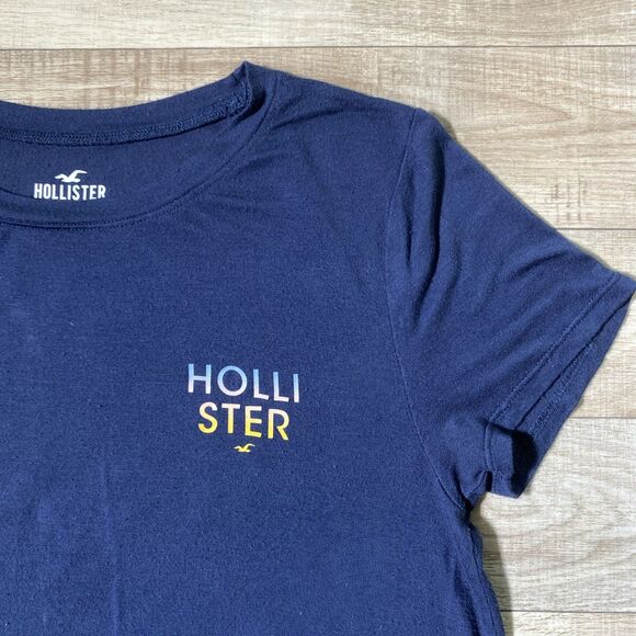 Hollister Womens Small Easy Tee Shirt Navy Blue Short Sleeve Soft Relaxed Fit - Picture 2 of 7